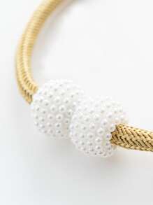 2pcs Faux Pearl Decor Curtain Tiebacks Gifts Birthday Graduation - Gold - View 7