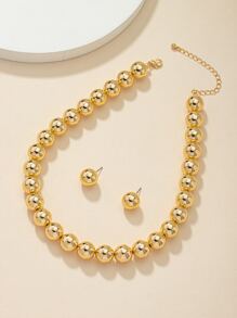 Minimalist Beaded Necklace & Stud Earrings