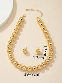 Minimalist Beaded Necklace & Stud Earrings