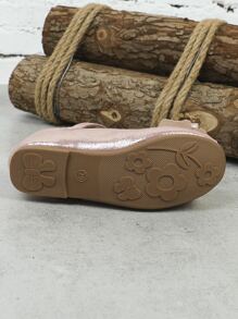 Girls Metallic Bow Decor Mary Jane Flats - Pink - View 4