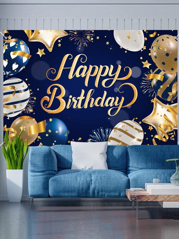 1pc Balloon Print Happy Birthday Background Cloth, Decoration Birthday