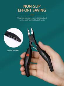 1入組不銹鋼黑色指甲刀適用於厚指甲和向內生長趾甲片脚趾甲修建工具適合男士女士老年人鋒利曲綫專業修腳工具 - 黑色 - 查看 9