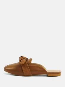 Bow Decor Mule Flats - Camel - View 5