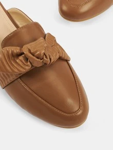 Bow Decor Mule Flats - Camel - View 6