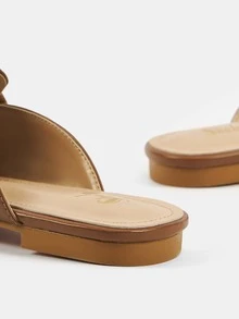 Bow Decor Mule Flats - Camel - View 4