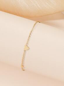 1件极简心形设计金色钛钢手链，女士专属，独特个性化高端手链 - 金黃色 - 查看 3