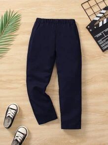 Niños Pantalones rectos unicolor - Azul Marino - Ver 1