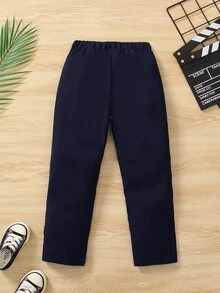 Niños Pantalones rectos unicolor - Azul Marino - Ver 2