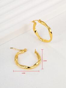 扭曲圓耳環 - 金黃色 - 查看 3