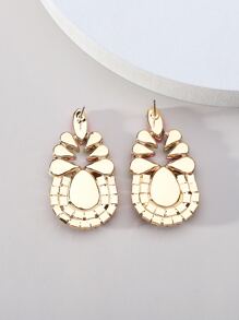 Rhinestone Water-drop Stud Earrings - Hot Pink - View 2