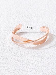 imoli 1pc Minimalist Creative Geometric Metal Bangle (Open Cuff Bracelet, Can Be Opened Before Wearing) - Rose Gold - View 7