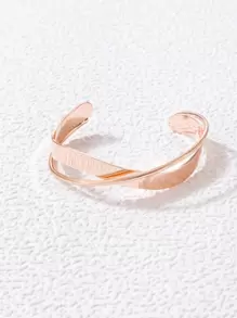 imoli 1pc Minimalist Creative Geometric Metal Bangle (Open Cuff Bracelet, Can Be Opened Before Wearing) - Rose Gold - View 8