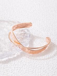 imoli 1pc Minimalist Creative Geometric Metal Bangle (Open Cuff Bracelet, Can Be Opened Before Wearing) - Rose Gold - View 9