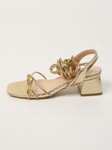 Sexy Ankle Strap Crossed Chunky Heeled Open Toe Sandals
