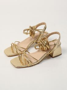Sexy Ankle Strap Crossed Chunky Heeled Open Toe Sandals