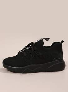 Của phụ nữ Đen Đường bộ Giày Chạy bộ Với Lá thư Hình dán Đồ trang trí Và Mặt trước thắt dây - màu đen - Xem 3