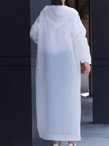 1件纯色抽绳连帽雨衣保暖款，适合闺蜜节、小狗、嘉年华、派对装饰 - 白色 - 查看 2