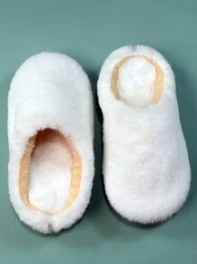 Dép đi trong nhà ngủ lông xù tối giản thời trang thu đông dành cho nữ, giày lông - trắng - Xem 4