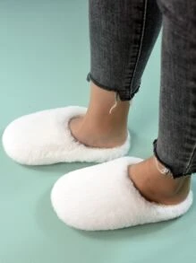 Dép đi trong nhà ngủ lông xù tối giản thời trang thu đông dành cho nữ, giày lông - trắng - Xem 6