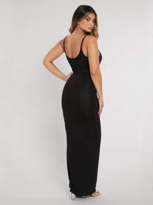 Solid Cami Dress - Black - View 2