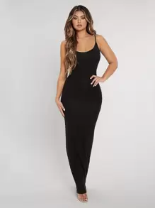 Solid Cami Dress - Black - View 5