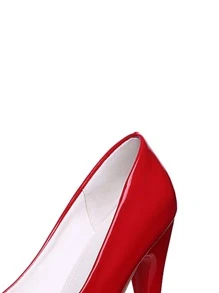 Zapatos de tacón plataforma con tacón delgado - Rojo - Ver 3