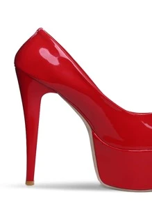 Zapatos de tacón plataforma con tacón delgado - Rojo - Ver 4