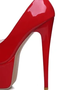 Zapatos de tacón plataforma con tacón delgado - Rojo - Ver 5