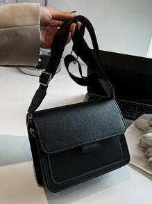 防水、輕便、商務休閒迷你方形襟翼包,適用於青少年女孩、大學生、初入職場的白領等人,是辦公室、學校、工作、商務、通勤、戶外、旅遊、外出等活動的完美選擇 - 黑色 - 查看 2