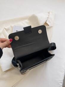 防水、輕便、商務休閒迷你方形襟翼包,適用於青少年女孩、大學生、初入職場的白領等人,是辦公室、學校、工作、商務、通勤、戶外、旅遊、外出等活動的完美選擇 - 黑色 - 查看 5