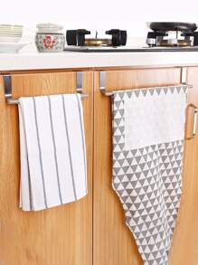 1pc Stainless Steel Wall Hook, Cabinet Hanging Towel Holder, For Home - Silver - View 2