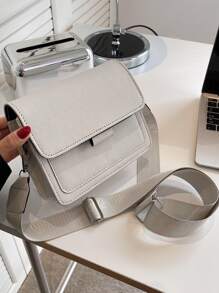 防水、輕量、商務休閒、迷你極簡風格的方形蓋袋,適用於青少女、女性、大學生、菜鳥和白領工作者,非常適合辦公室、大學、工作、商務和通勤使用 - 白色 - 查看 2