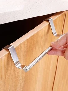 1pc Stainless Steel Wall Hook, Cabinet Hanging Towel Holder, For Home - Silver - View 4