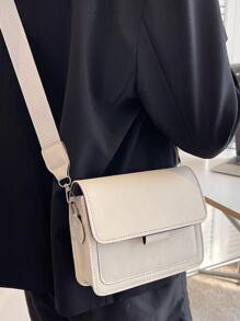 防水、輕量、商務休閒、迷你極簡風格的方形蓋袋,適用於青少女、女性、大學生、菜鳥和白領工作者,非常適合辦公室、大學、工作、商務和通勤使用 - 白色 - 查看 3