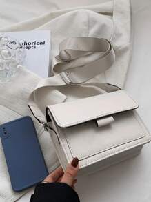 防水、輕量、商務休閒、迷你極簡風格的方形蓋袋,適用於青少女、女性、大學生、菜鳥和白領工作者,非常適合辦公室、大學、工作、商務和通勤使用 - 白色 - 查看 4