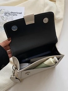 防水、輕量、商務休閒、迷你極簡風格的方形蓋袋,適用於青少女、女性、大學生、菜鳥和白領工作者,非常適合辦公室、大學、工作、商務和通勤使用 - 白色 - 查看 6