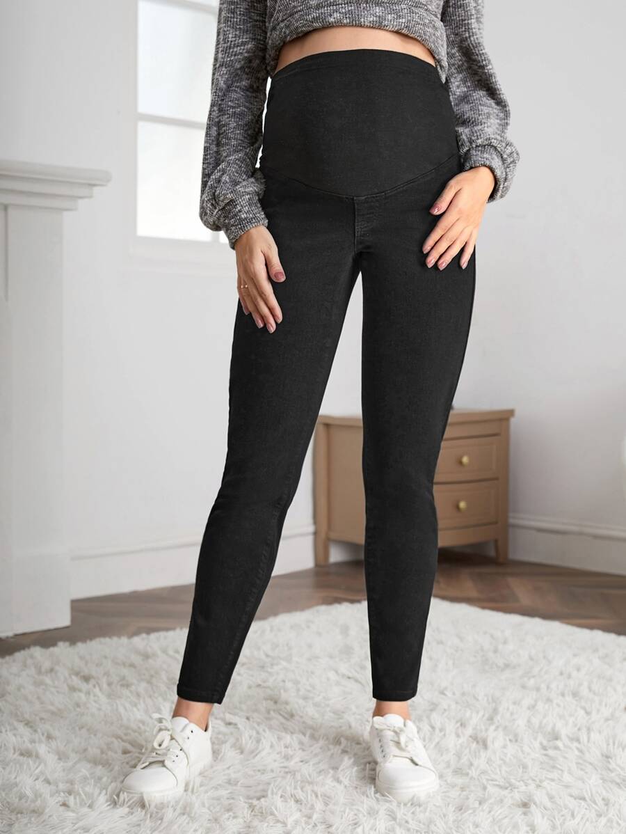 SHEIN 孕婦寬腰帶緊身牛仔褲