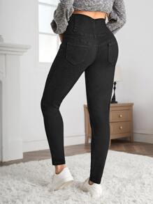 SHEIN 孕婦寬腰帶緊身牛仔褲