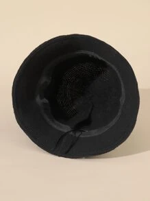 Safety Pin & Faux Pearl Decor Bucket Hat - Black - View 2