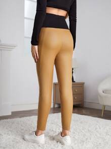 SHEIN 孕婦寬腰帶緊身牛仔褲 - 芥末黃 - 查看 2