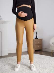 SHEIN 孕婦寬腰帶緊身牛仔褲 - 芥末黃 - 查看 4