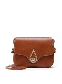Mini Twist Lock Flap Square Bag - Brown - View 1