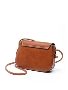 Mini Twist Lock Flap Square Bag - Brown - View 2