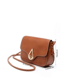 Mini Twist Lock Flap Square Bag - Brown - View 3