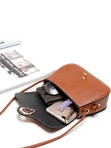 Mini Twist Lock Flap Square Bag - Brown - View 4