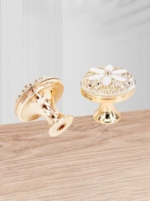 2/4pcs Gold Plastic Dual-Tone Single Hole Drawer Pull Handles - Multicolor - View 1