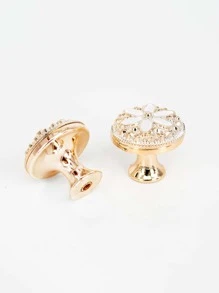 2/4pcs Gold Plastic Dual-Tone Single Hole Drawer Pull Handles - Multicolor - View 3