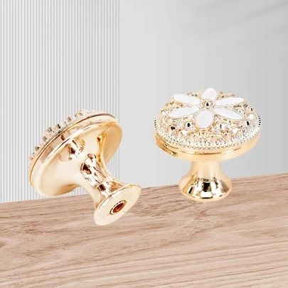 2/4 piezas Tiradores de cajón de plástico dorado de dos tonos con un solo orificio