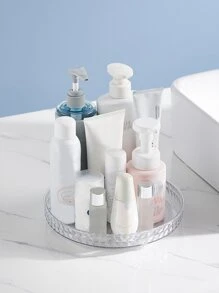 1pc Multifunction Rotatable Storage Rack, Clear PET Bathroom Countertop Storage For Home - Clear - View 3