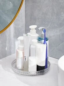 1pc Multifunction Rotatable Storage Rack, Clear PET Bathroom Countertop Storage For Home - Clear - View 7